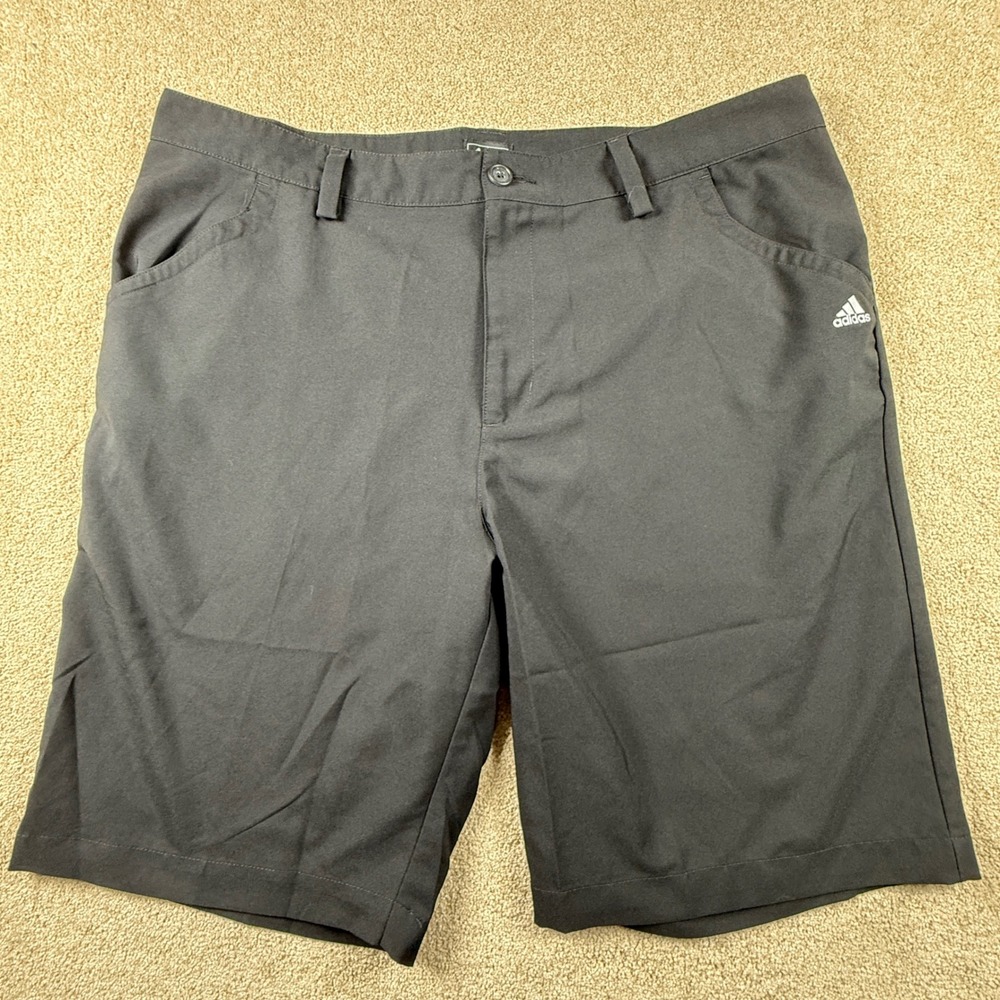 Adidas Golf Shorts Mens 36 Black Flat Front Performance Polyester Athletic